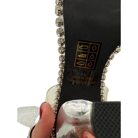 NEW Jeffrey Campbell Silver Crystal Charmed Heeled Sandal NWB - Size 6.5 - Picture 10 of 12